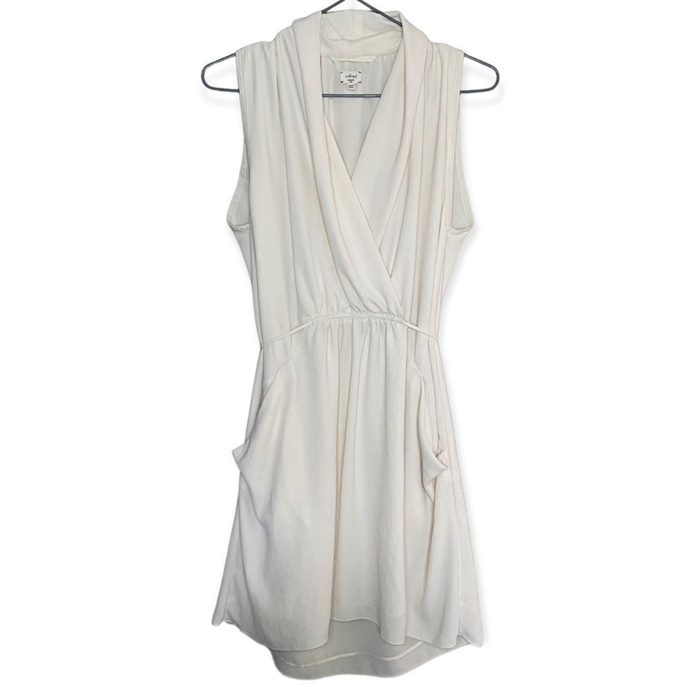 Wilfred | Aritzia White/Cream V-Neck Tie Bridal Flowy Mini Dress Size XS